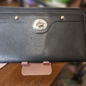 Coach Legacy Black Leather Turnlock Wristlet Wallet